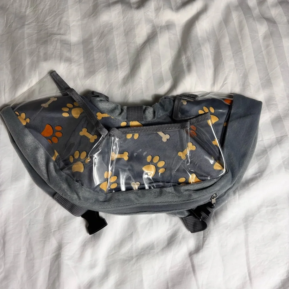 NWT Crazy Felix gray plush 2 in 1 inflatable dog cone collar size large